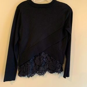 DKNY black Asymmetric Panel lace sweater small